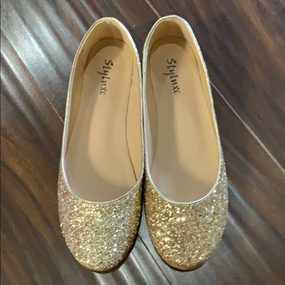 New gold rock glitter flats